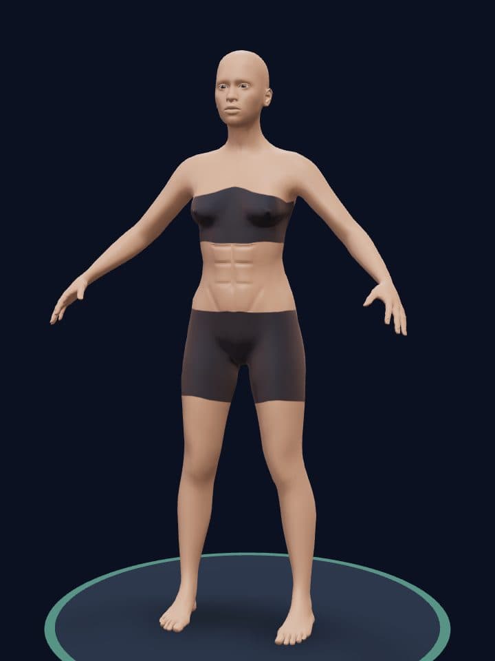 3D model of a woman at 15% body fat