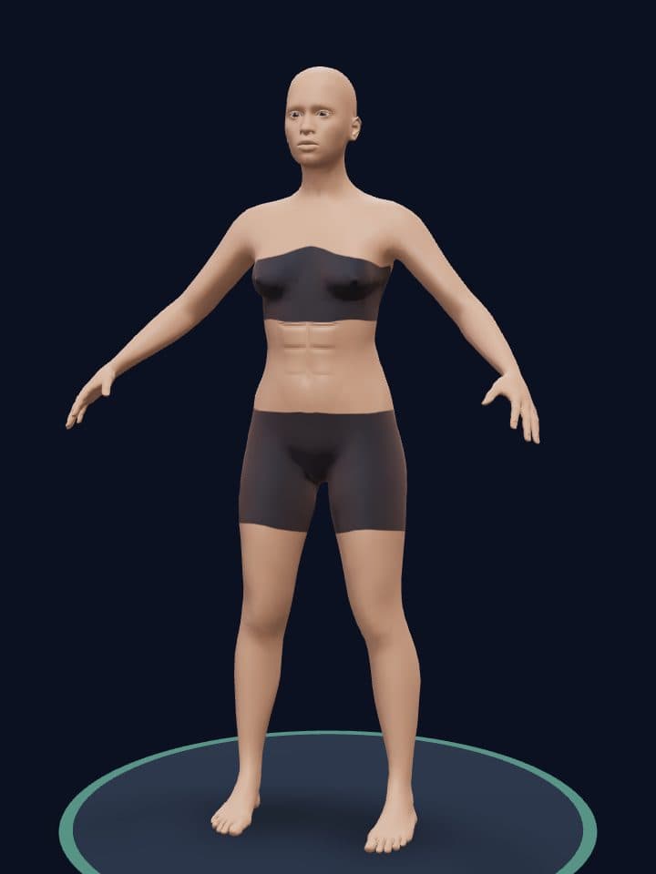 3D model of a woman at 18% body fat