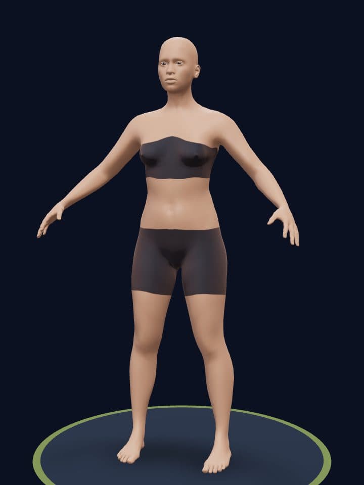 3D model of a woman at 22% body fat