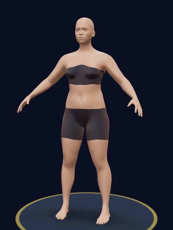 3D model of a woman at 30% body fat