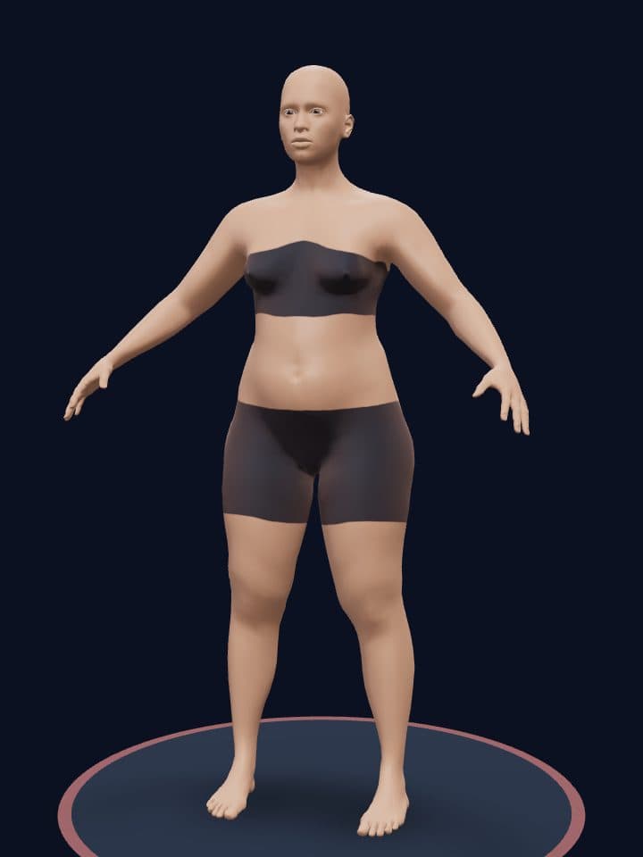 3D model of a woman at 35% body fat