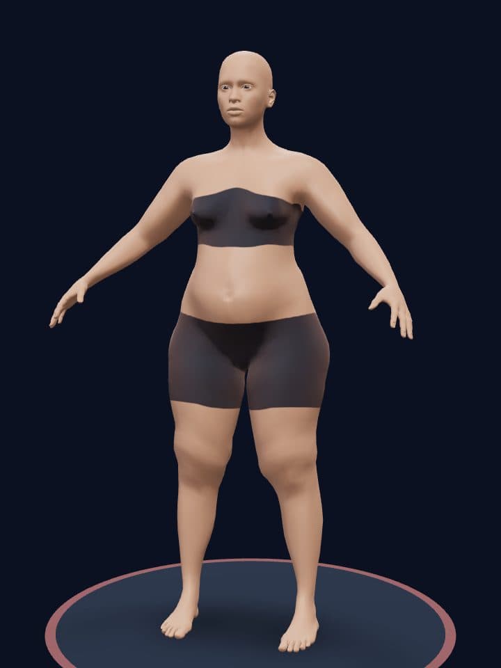 3D model of a woman at 40% body fat