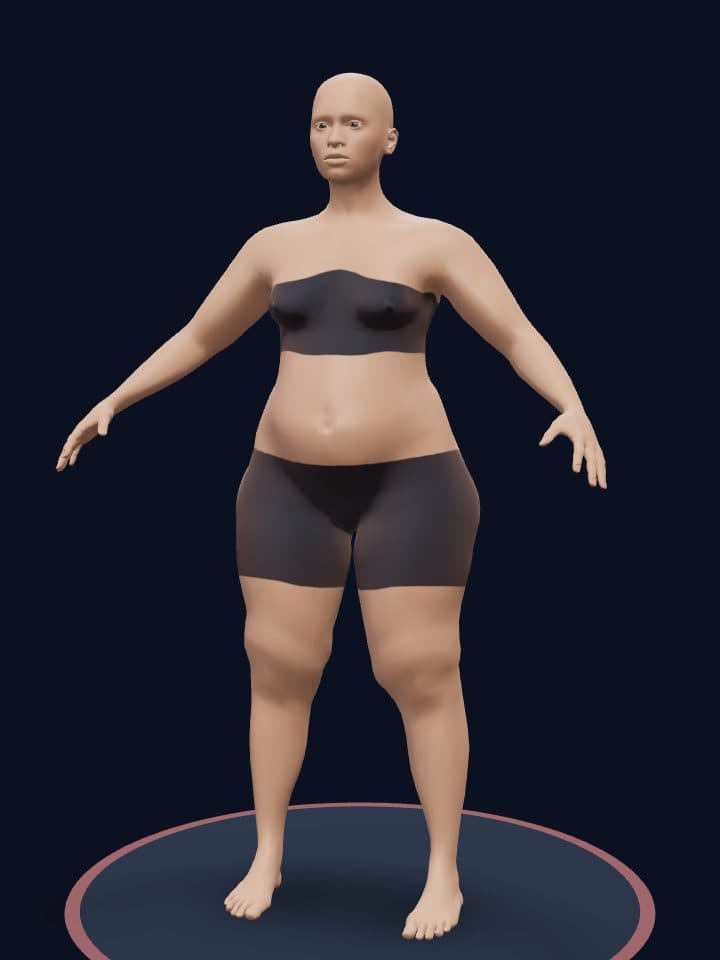 3D model of a woman at 45% body fat