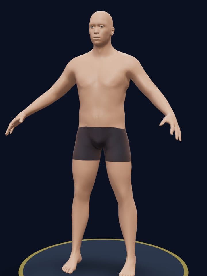 3D model of a man at 20% body fat