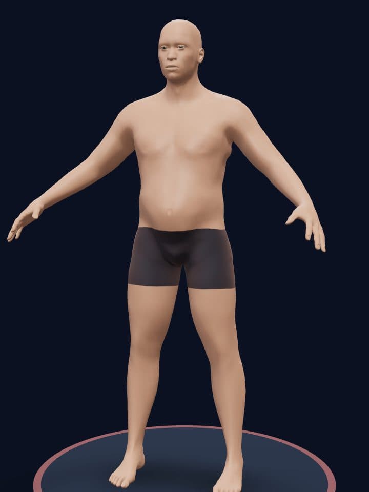 3D model of a man at 25% body fat