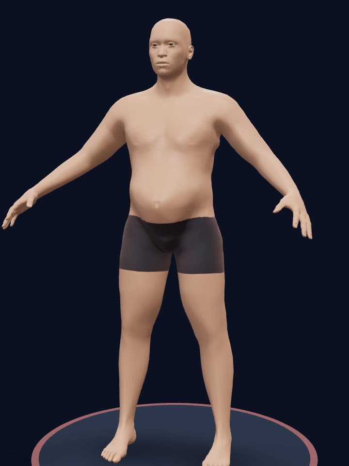3D model of a man at 30% body fat