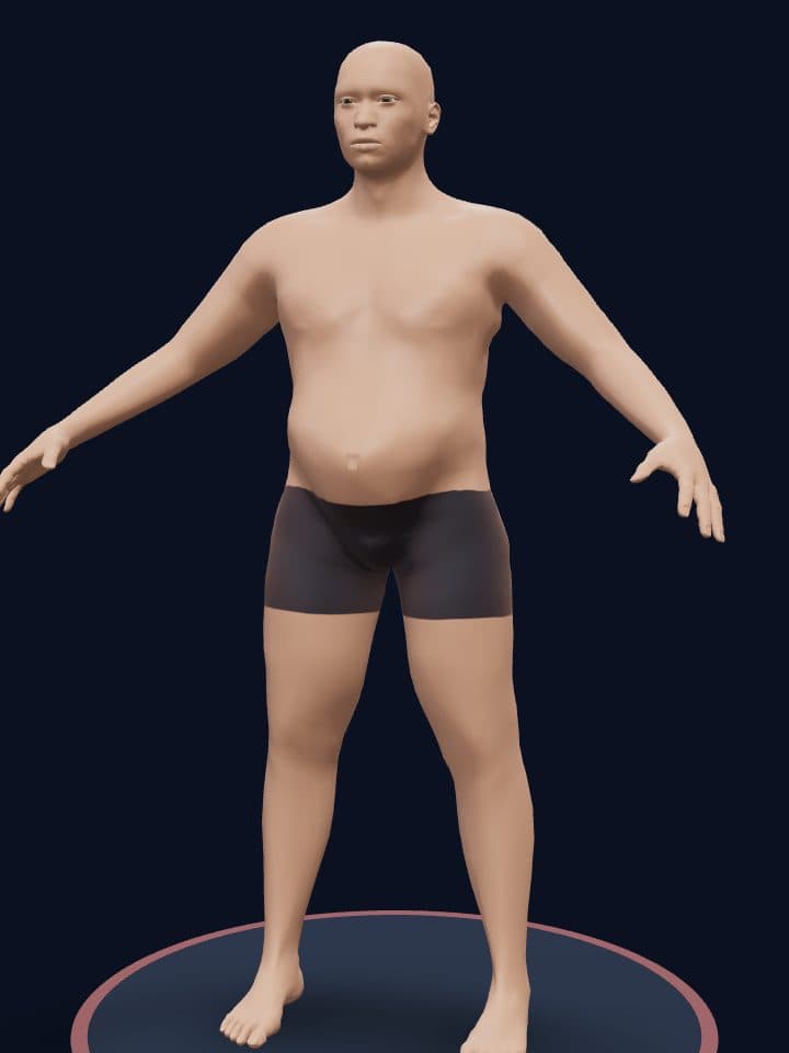 3D model of a man at 35% body fat